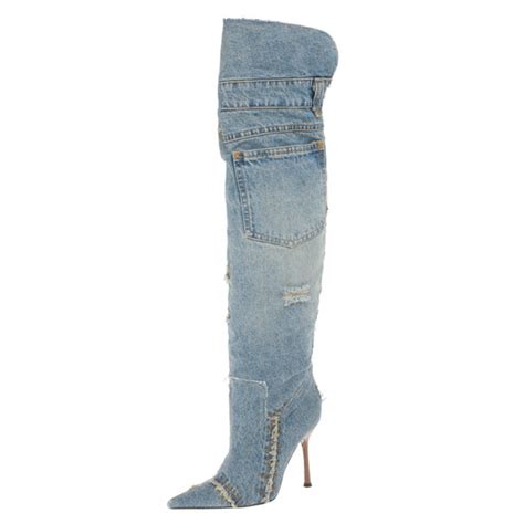 dolce gabbana over the knee boots|dolce & gabbana denim boots.